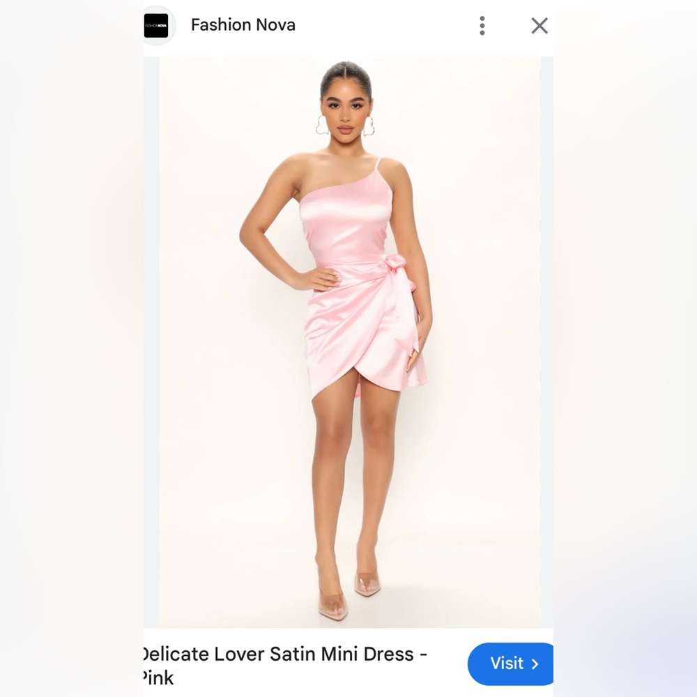 Light pink satin one shoulder dress